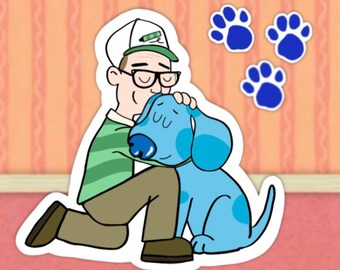 Blue's Clues Sticker, Steve and Blue 2.5” Glossy Sticker plus mini paw prints!