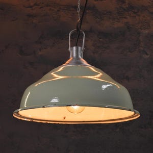 Enamel pendant lamp green| Industrial pendant lamp | Old factory lamp
