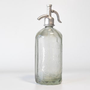 1935 Vintage glass soda siphon from the 19th century, Seltzer bottle