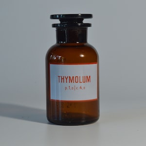 Vintage small apothecary jar, old blown pharmacy bottle 250ml, 1950&#39;s apothecary bottle