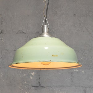 Enamel pendant lamp green| Industrial pendant lamp | Old factory lamp