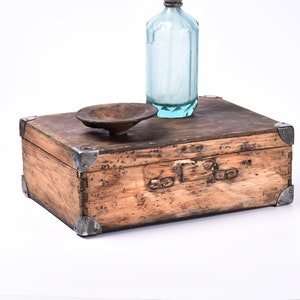 Vintage wooden box, vintage chest ,industrial storage