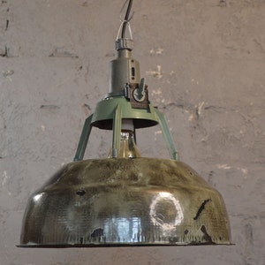 Enamel pendant lamp green| Industrial pendant lamp | Old factory lamp