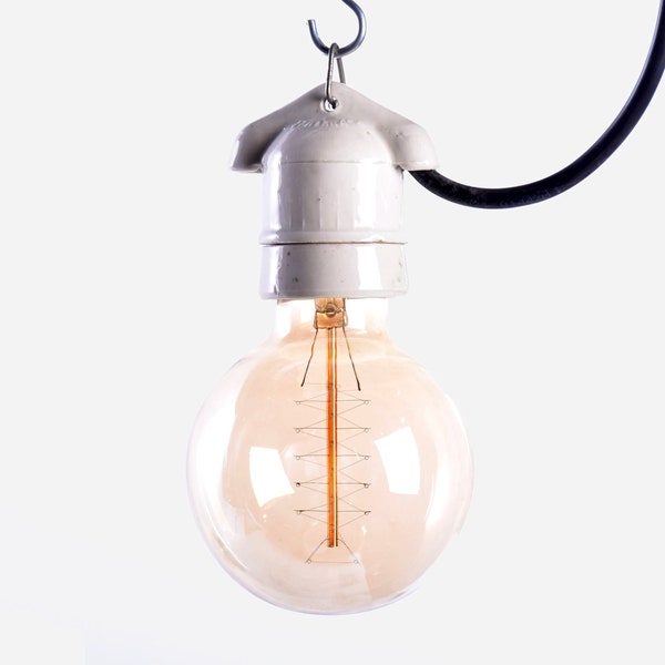 Douille suspendue en céramique vintage E27, lampe à suspension industrielle