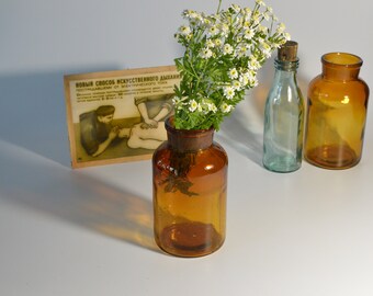 Vintage Apothekerglas, alte mundgeblasene Apothekerflasche 1L, Apothekerflasche aus den 1950er Jahren