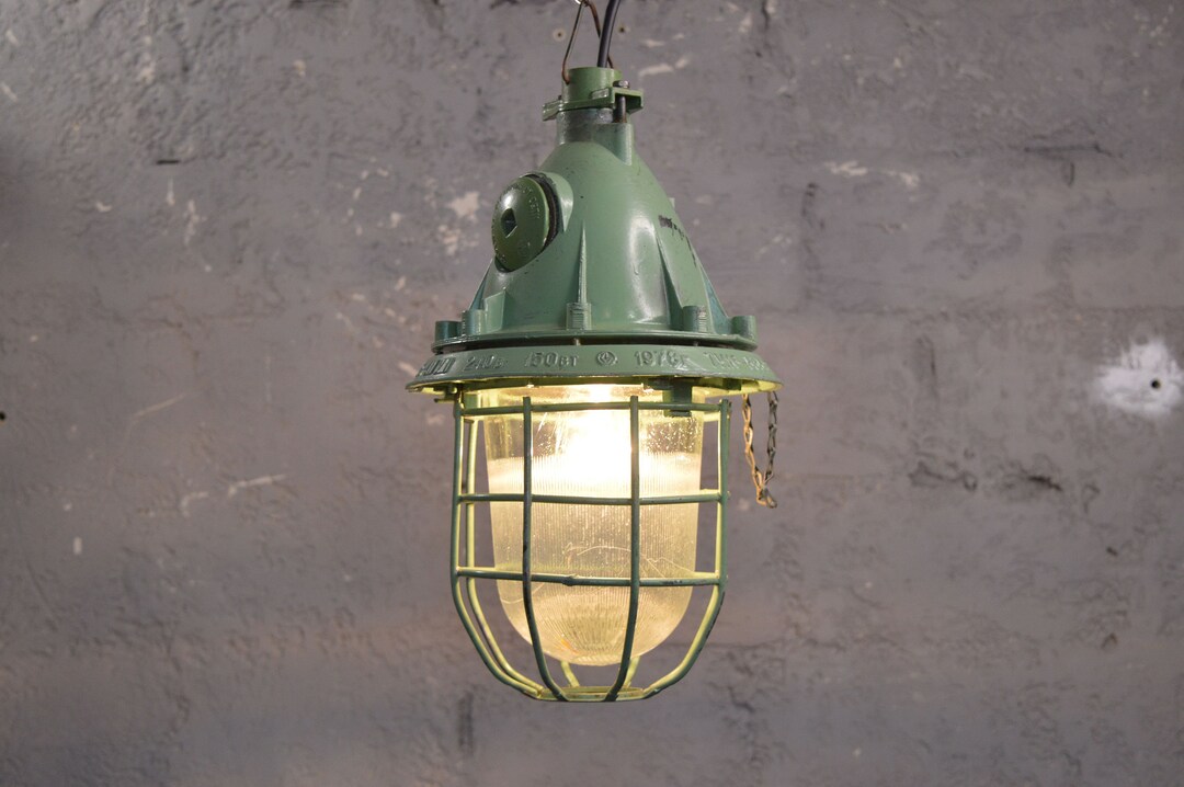 Green Industrial Light Pendant Lamp Hanging Vintage Ceiling Fixture ...