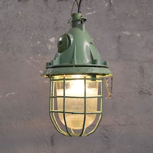Green industrial light pendant lamp hanging vintage ceiling fixture outdoor lighting decor