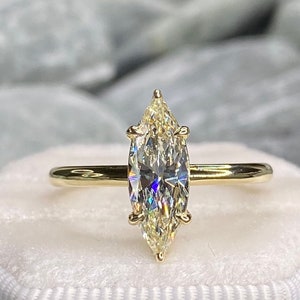Marquise cut diamond ring, engagement ring, plain band