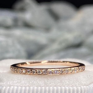 Rose gold Wedding band,  diamond ring,  engagement ring, anniversary ring, pave' setting, round cut diamonds