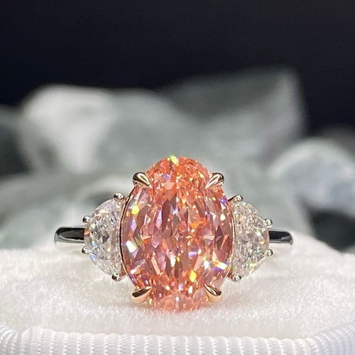 Peach Sapphire Engagement Ring Light Pink Peach Sapphire | Etsy UK