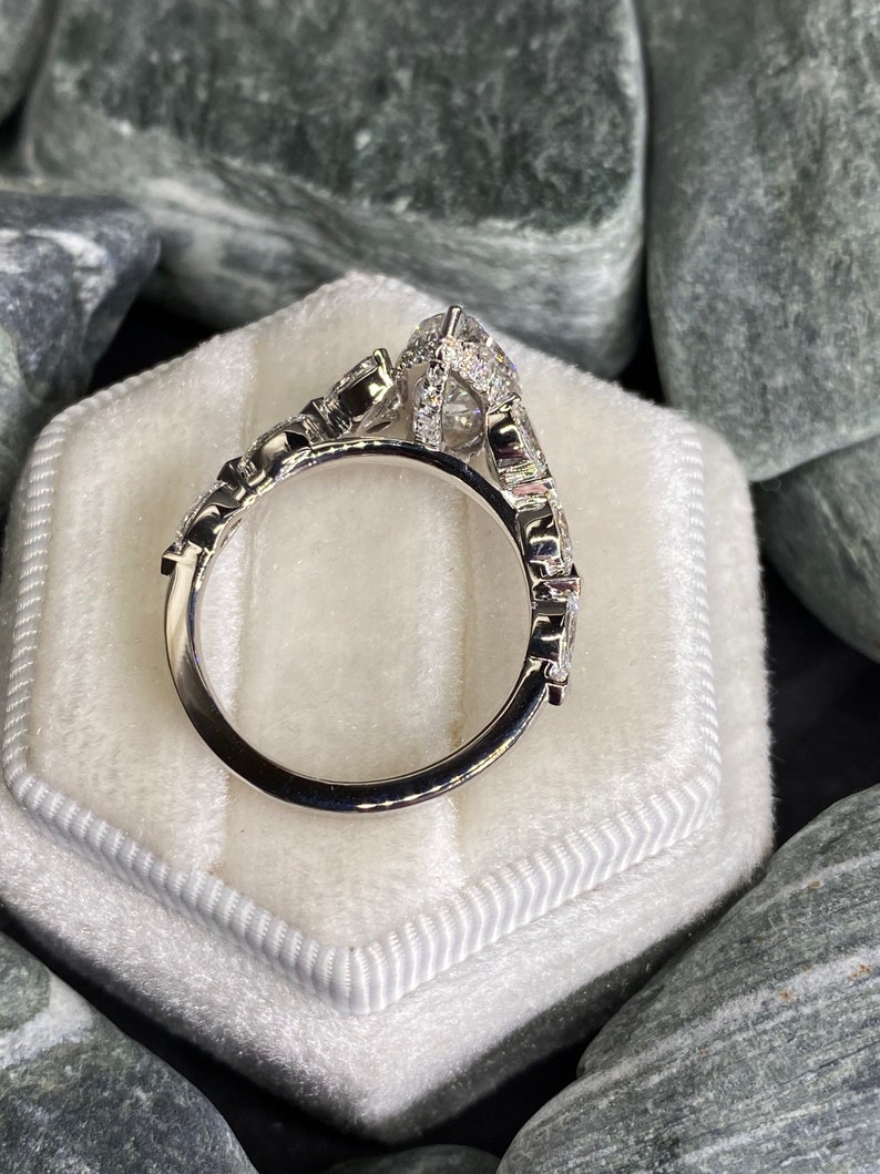 Pear Shape Cut Diamond Ring White Gold Engagement Ring 2 - Etsy