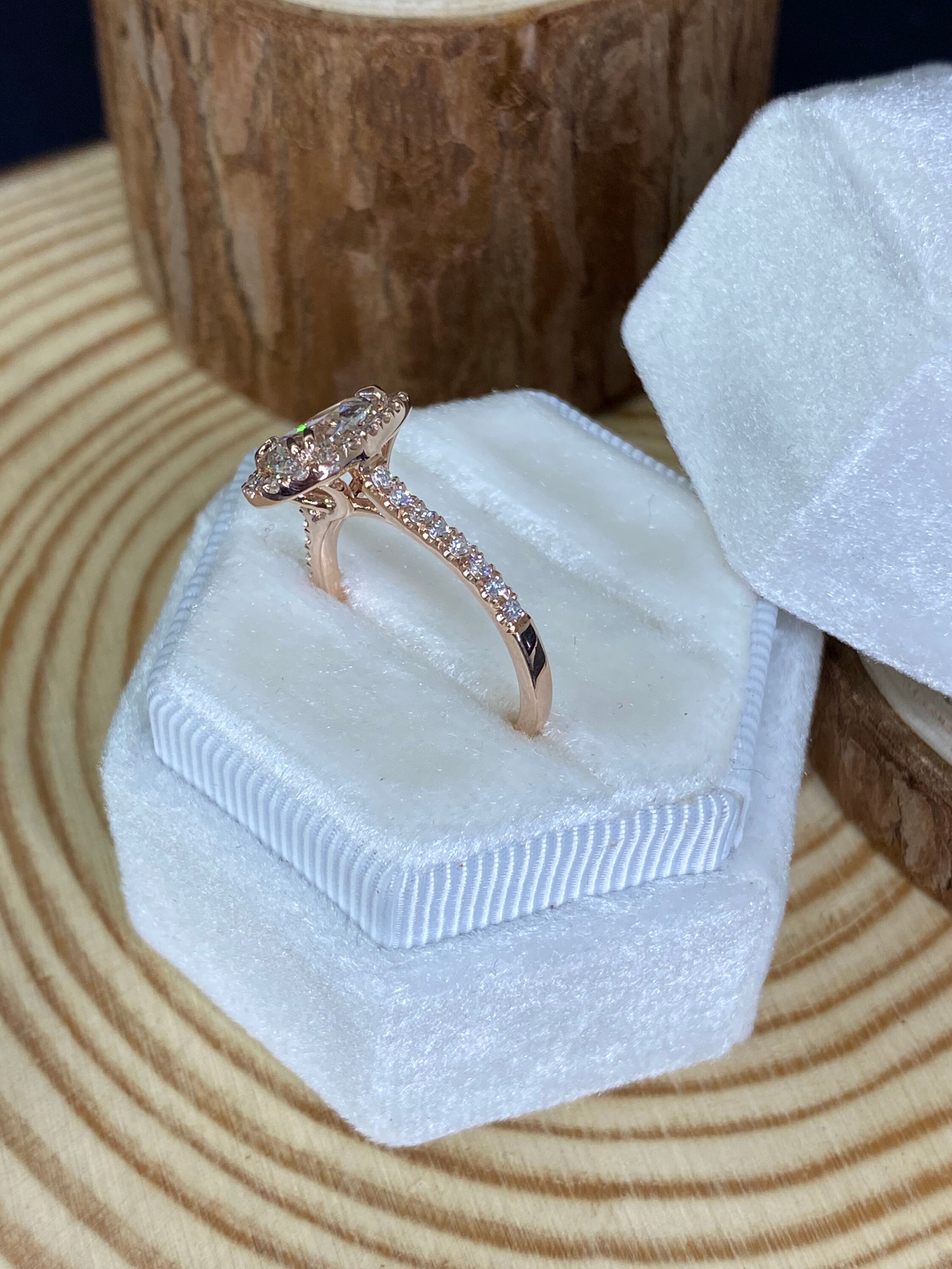 Champagne Crystal Pear-Cut Wedding Ring - Rose Gold Filled, Sizes 6-10, Perfect Bridal Jewelry 8 thumbnail image