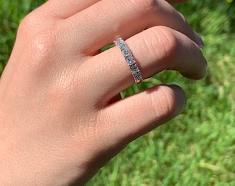 White gold wedding band, diamond ring, engagement ring, anniversary ring, wedding ring,  1.10 carat, princess cut
