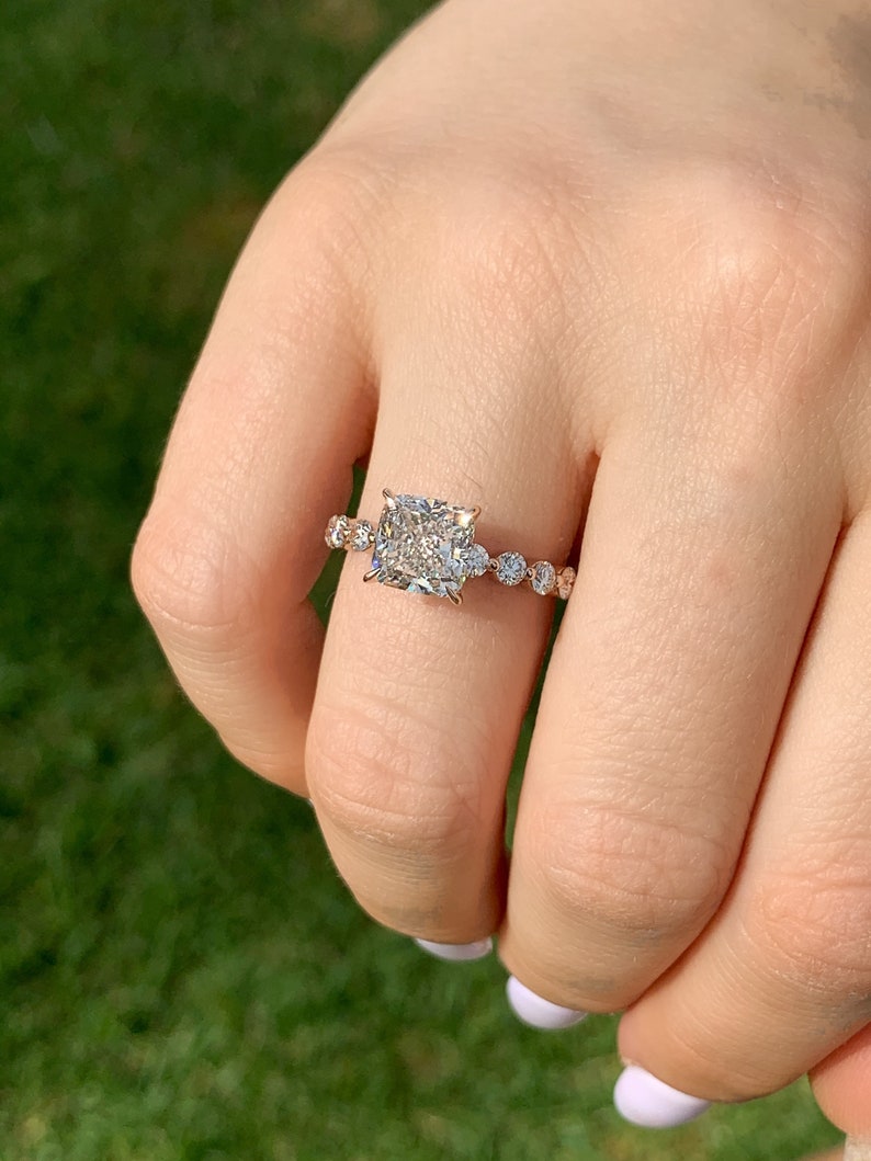 Cushion Cut Engagement Ring Diamond Ring Etsy