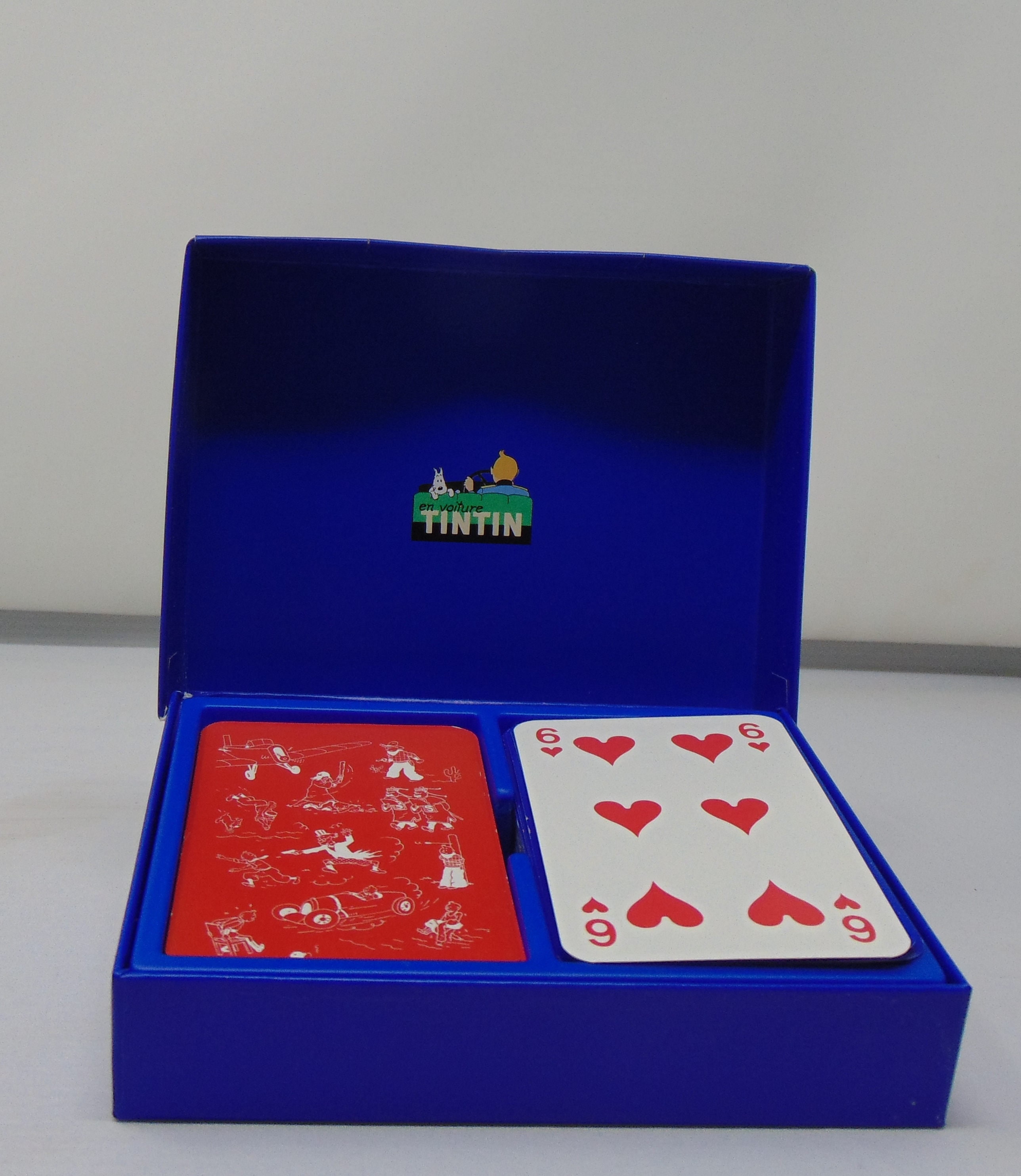 Tin Tin playing cards. French vintage. Blue good Etsy