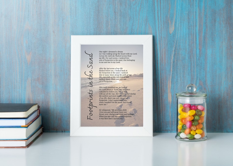 Footprints in the Sand Poem Wall Art Etsy