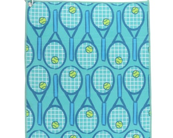 Laten we gaan spelen! Tennisracket tennishanddoek, tennishanddoek, microfiber golfhanddoek, damesgeschenken, tennisgeschenken, damestennisgeschenken