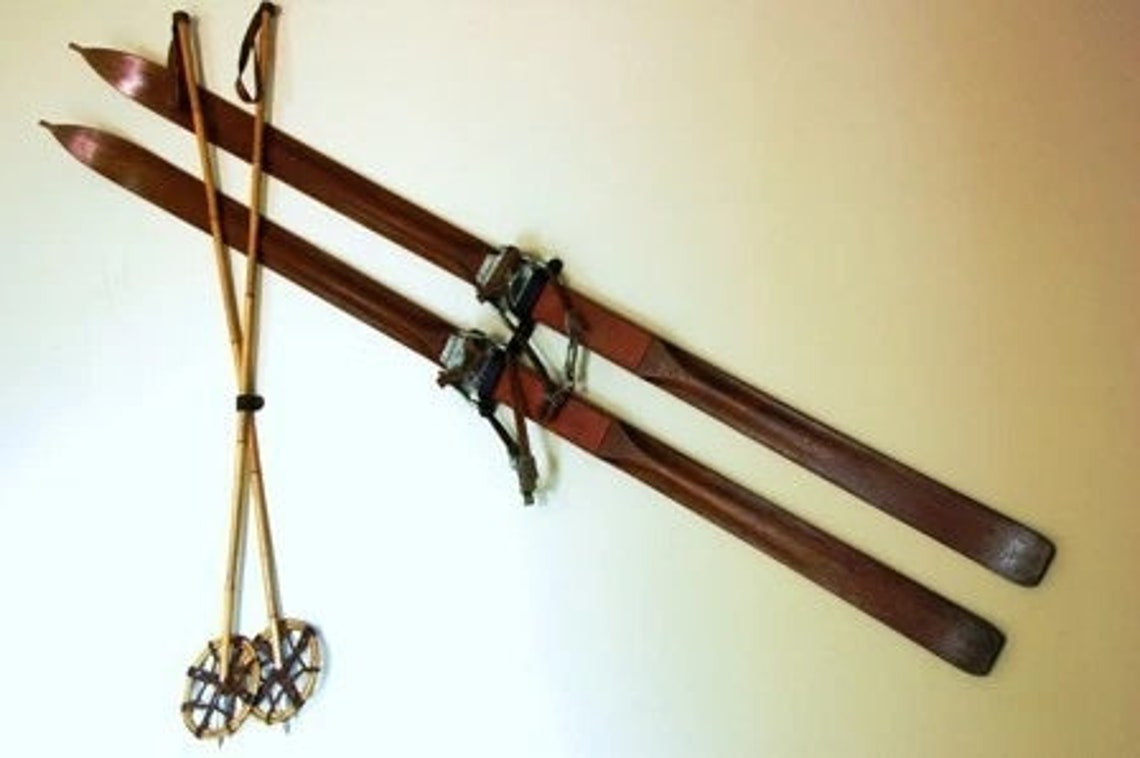Leather straps for hanging and mounting Antique Skis Poles or Etsy