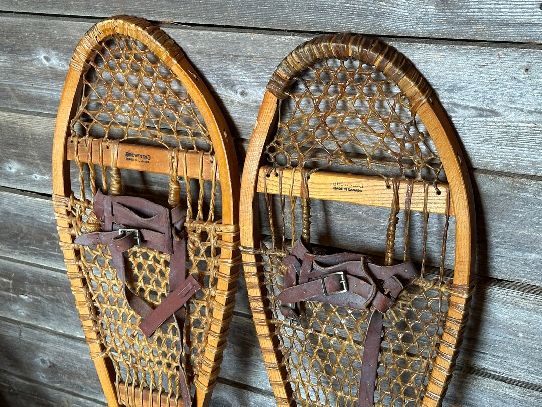 Browning Vintage Wooden Snowshoes Canada Etsy