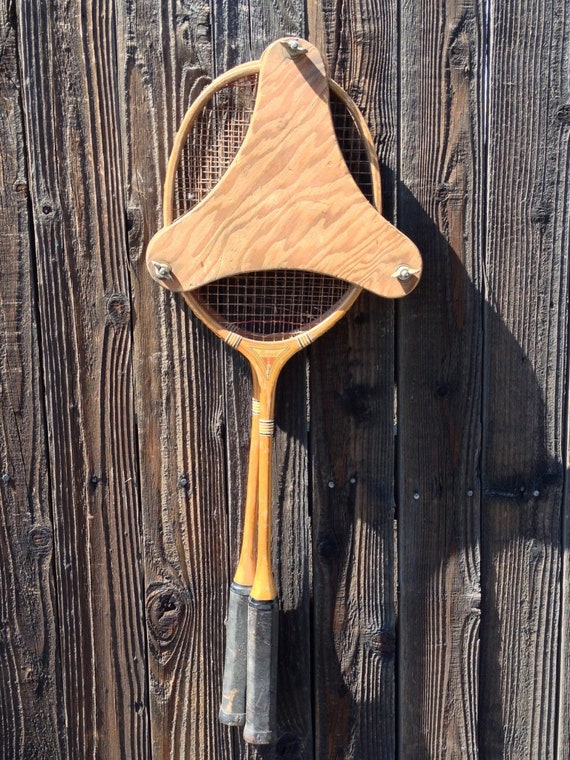 Vintage Wooden Badminton Racquet Set - image 1