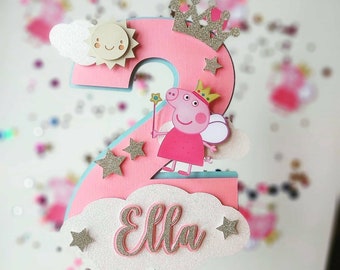 Peppa Pig number cake topper