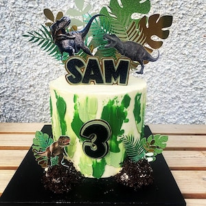 Dinosaur cake topper set charm personalised
