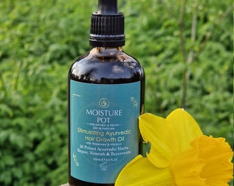 Estimulante aceite ayurvédico para el crecimiento del cabello 100% natural y vegano