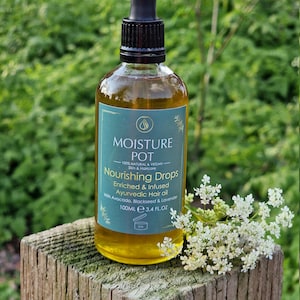Nourishing Drops Enriched and Infused 100% Natural & Vegan Ayurvedic Hair Oil with Avocado, Blackseed and Lavender