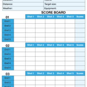 Archery Record Logbook Score Sheet