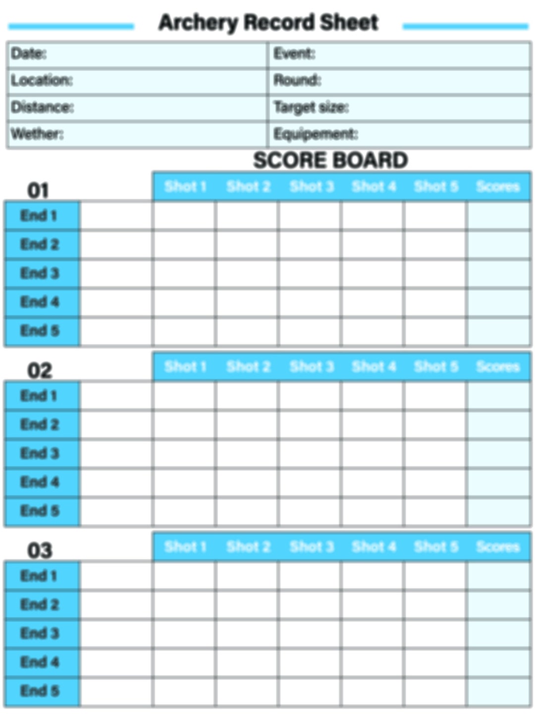 Archery Record Logbook Score Sheet Etsy UK