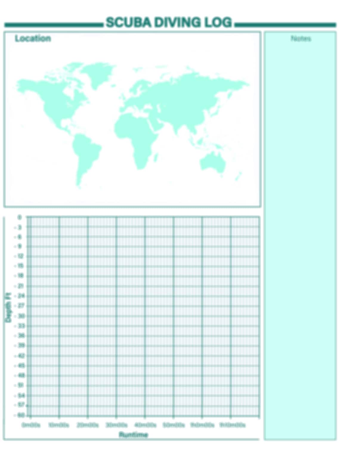 Printable Digital Scuba Diving Journal Logbook Notebook Page Etsy