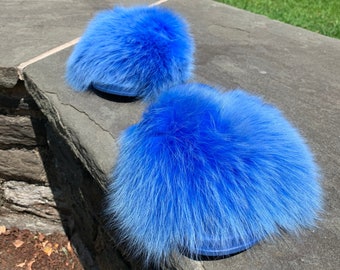 light blue fluffy slippers