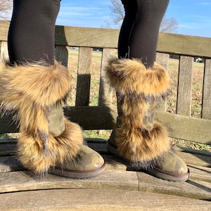 Inoli-merk: camouflage- en bontlaarzen tot kuitlengte - winterlaarzen - bontlaarzen - schapenvachtlaarzen