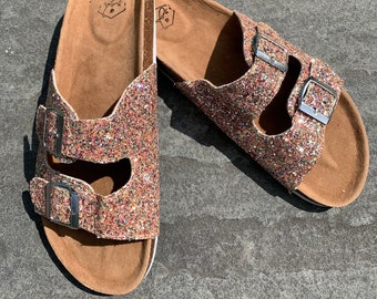 leopard print birkenstock style sandals