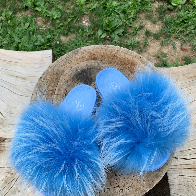 designer fur slides