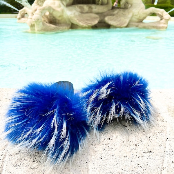 fur leather slides
