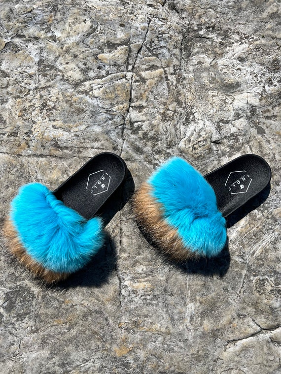 Tan Fur Slides Tan Fur Slides