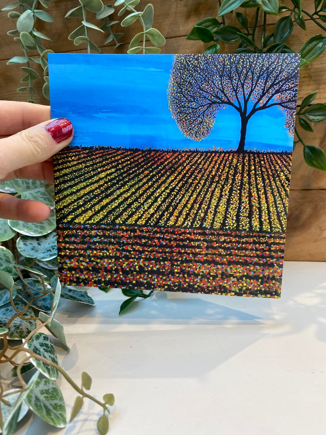 Landscape Blank Greeting Card Art Card Silhouette Tree Etsy
