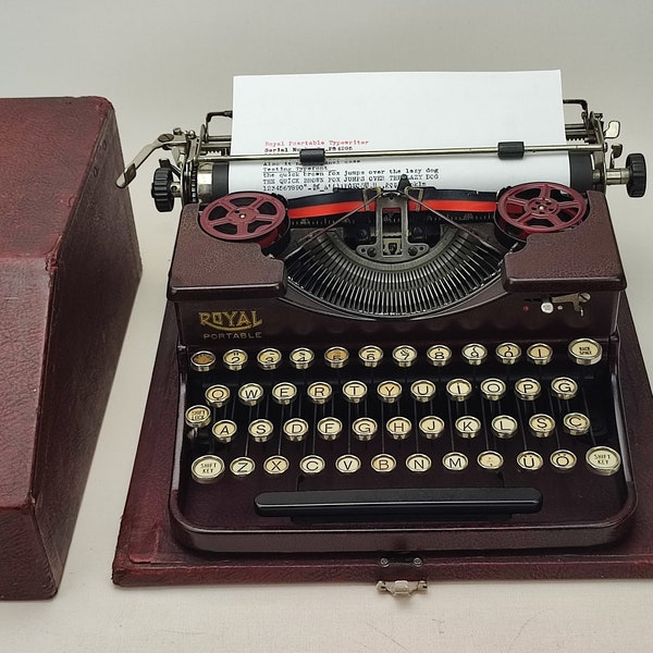 Machine à écrire Qwerty Royal P (portable) de travail des années 1928, Couleur rare, Antiquité, vintage, Machine à écrire rétro, Journée de la femme, Cadeau pour papa, enfants, fille