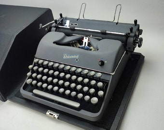 Rheinmetal Arbeitsschreibmaschine mit Koffer, antike tragbare Schreibmaschine Arbeit, bestes Geschenk für Schriftsteller, neue Schreibmaschine für Papa Mama Kinder