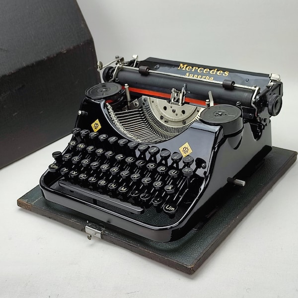 1930's Mercedes Superba Working Typewriter | Vintage, Portable Typewriter | Glasskey typewriter with Case | Antique Collectible Typewriter