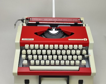 Kursiv*! Handschriftliche rote Olympia-Schreibmaschine, İtalische Schriftart, tragbar, antike Vintage-Schreibmaschinenhülle, Black Friday, Weihnachtsgeschenk