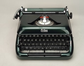 German ERİKA Mod 10 Working Typewriter, Portable, Antique Vintage typewriter with Case, Best Gift for Mom, dad, Girl, kids, teacher, friends
