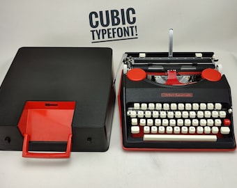 Rare-Cubic-Mint Brillant Arbeitsschreibmaschine Im Koffer | Rote und schwarze Vintage Schreibmaschine | Cubik, Square, Senatorial Typefont - Schrift