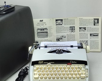 Smith Corona Electric 4 Working Typewriter With Case, Antique Typewriter, Collectible Typewriter, Vintage Gift for Noel, Black Friday Sale