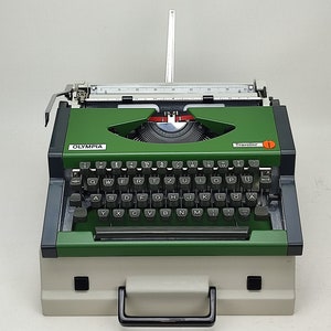 New* Green Olympia Working Typewriter, Gift for Kids, Portable, Vintage typewriter with case, birthday, Christmas gifts, Black Friday