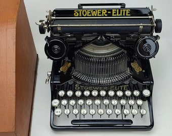 Collectible! 1914's Stoewer Elite Antique Typewriter | Orginal Typewriter, Wood Cover, Ribbon | Working Vintage Typewriter | Full functional