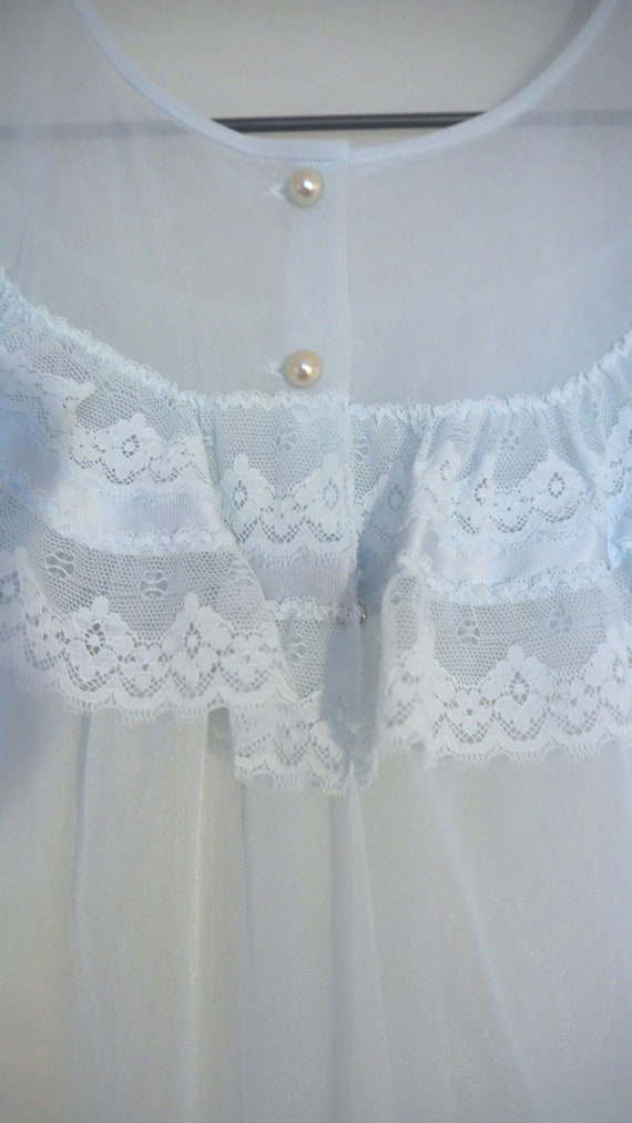 Vintage Full Length Sheer Baby Blue Shadowline Br… - image 4