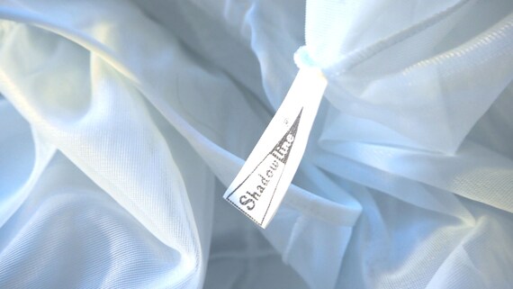 Vintage Full Length Sheer Baby Blue Shadowline Br… - image 9