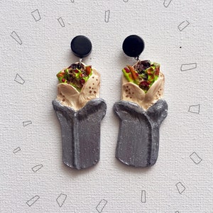 Burrito hand-painted clay earrings
